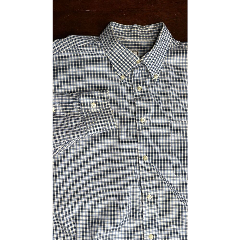 Peter Millar Men's Button Down Blue/White Plaid Long Sleeve Shirt XL 105